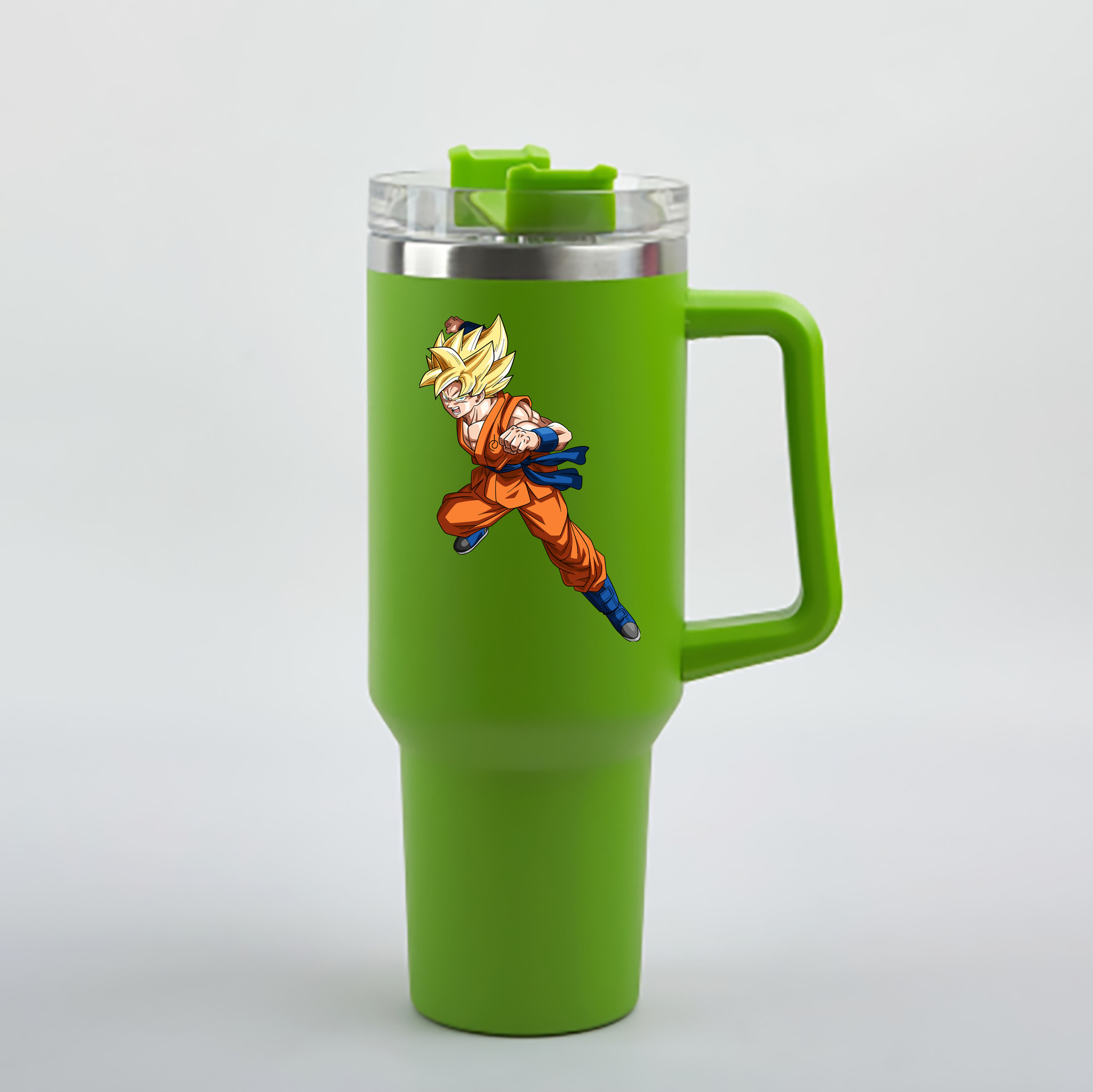 （画像用） ドラゴンボール 孫悟空（そん ごくう）Son Goku カカロット DRAGON BALL Kakarotto 1200mL車用タンブラー - クリスタルステッカー（プラスチックストロー付き）